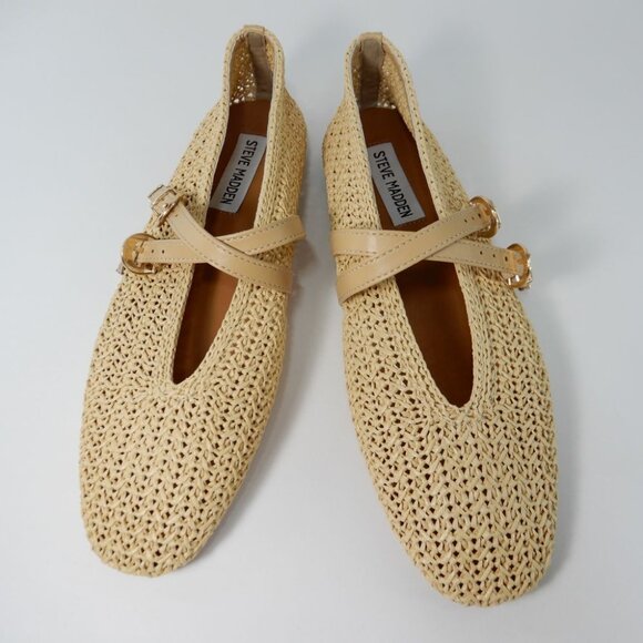 Steve Madden Shoes - Steve Madden Laney Ballet Flats Mary Jane Size 7 Natural Woven NEW